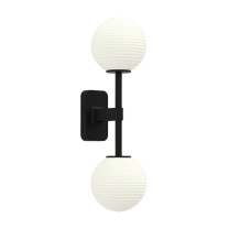 Astro Tacoma Twin Globe Wall Light Matt Black Globe Ribbed White