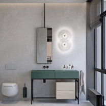Brass Tom Dixon Stone LED Wall Lights in Bathroom