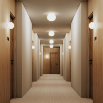 Lodes Volum Ceiling/Wall Lights in Hotel Corridor