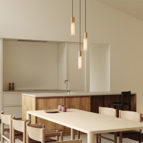 Brass Tala Basalt Triple Pendant in Dining Room