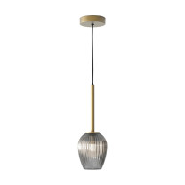 Astro Tacoma Pendant Antique Brass Tacoma Tulip Ribbed Smoke