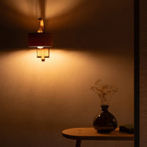 Tom Raffield Stem Wall Light Above Side Table Lights Off
