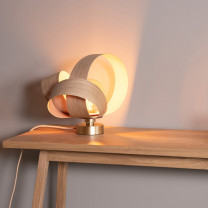 Tom Raffield Verso Table Lamp Ash on Side Table