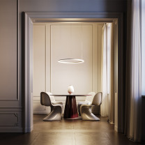 Artemide Somnium Stand Alone Circular LED Suspension Light Lifestyle Table