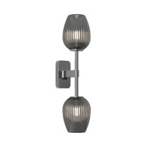 Astro Tacoma Twin Tulip Wall Light Polished Chrome Tulip Ribbed Smoke