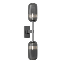 Astro Tacoma Twin Reed Wall Light Polished Chrome Reed Ribbed Smoke