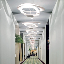 Artemide Pirce LED Suspension in Hotel Hallway