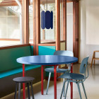 HAY Arcs Pendant Light Cobalt Blue Above Table
