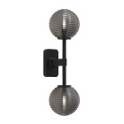 Astro Tacoma Twin Globe Wall Light Matt Black Globe Ribbed Smoke