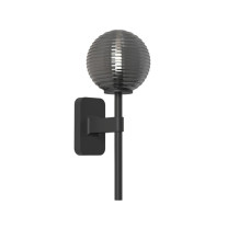 Astro Tacoma Single Globe Wall Light Matt Black Tacoma Ribbed Smoke