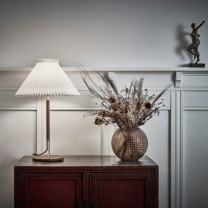 Le Klint 328 Table Lamp Smoked Oak on Chest of Drawers