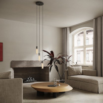 Steel Tala Basalt Triple Pendant in Living Room