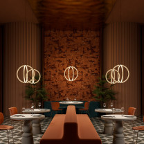 Moooi Luminora Pendant Light in Restaurant