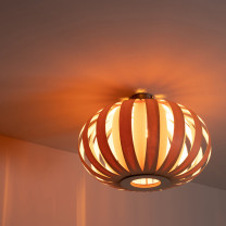 Tom Raffield Urchin Ceiling Light Ash Dimmed Lights