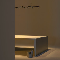 Vibia Nexum Rectangular LED Pendant  Ceiling Light Lifestyle Table