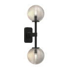 Astro Tacoma Twin Globe Wall Light Matt Black Globe Ribbed Clear