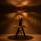 Tom Raffield Gwenen Pendant Above Table Illuminated