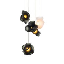 Bocci 100 Series LED Random Multiple Pendant 5 Grey with Clear