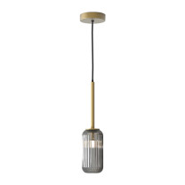Astro Tacoma Pendant Antique Brass Tacoma Reed Ribbed Smoke