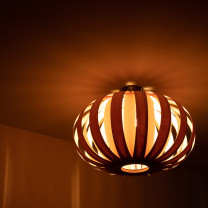 Tom Raffield Urchin Ceiling Light Ash Lights Off