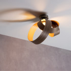 Tom Raffield Flush Ceiling Light Walnut on Ceiling