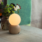 Small White Oak Hollis + Morris Stala LED Portable Lamp