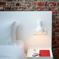 Anglepoise Type 75 Mini Wall Light Alpine White Beside Bed