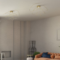 Axolight Hoops LED Ceiling Light Gold Pairs in Sitting Room