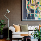 Anglepoise Original 1227 Floor Lamp National Trust Sage Green Beside Sofa