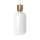 Ferm Living Collect Bell Socket Pendant Glass Tall Brass Opal
