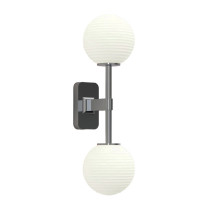 Astro Tacoma Twin Globe Wall Light Polished Chrome Globe Ribbed White