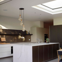 Walnut Tala Voronoi II Triple Pendant with Black Canopy