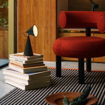 Tom Dixon Pose LED Portable Lamp Beside Sofa