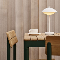 Fritz Hansen Clam LED Portable Lamp Lifestyle Outdoor Seating 3