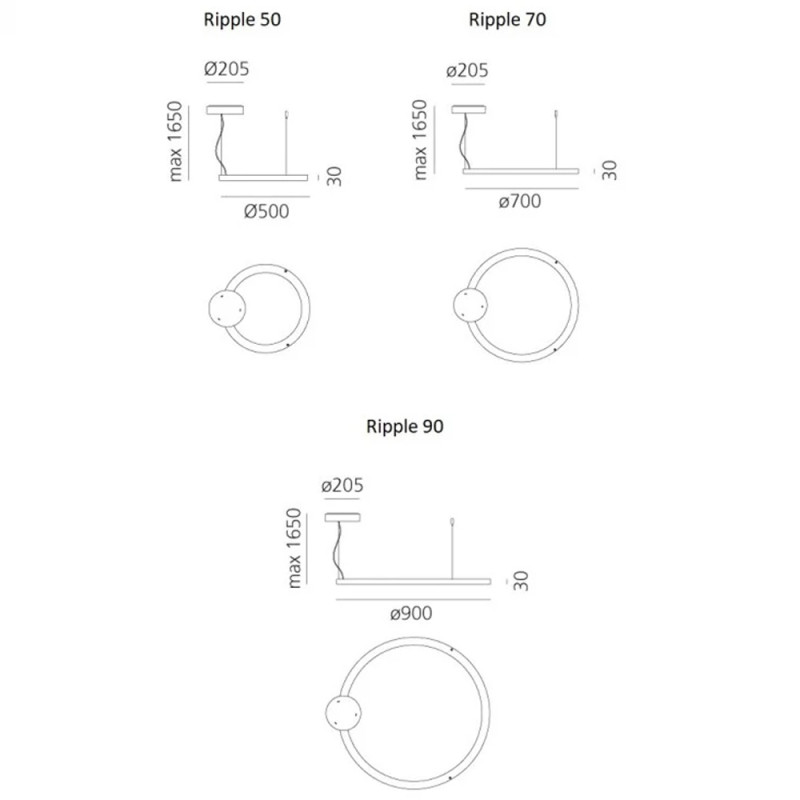 Specification Image for Artemide Ripple LED Suspension