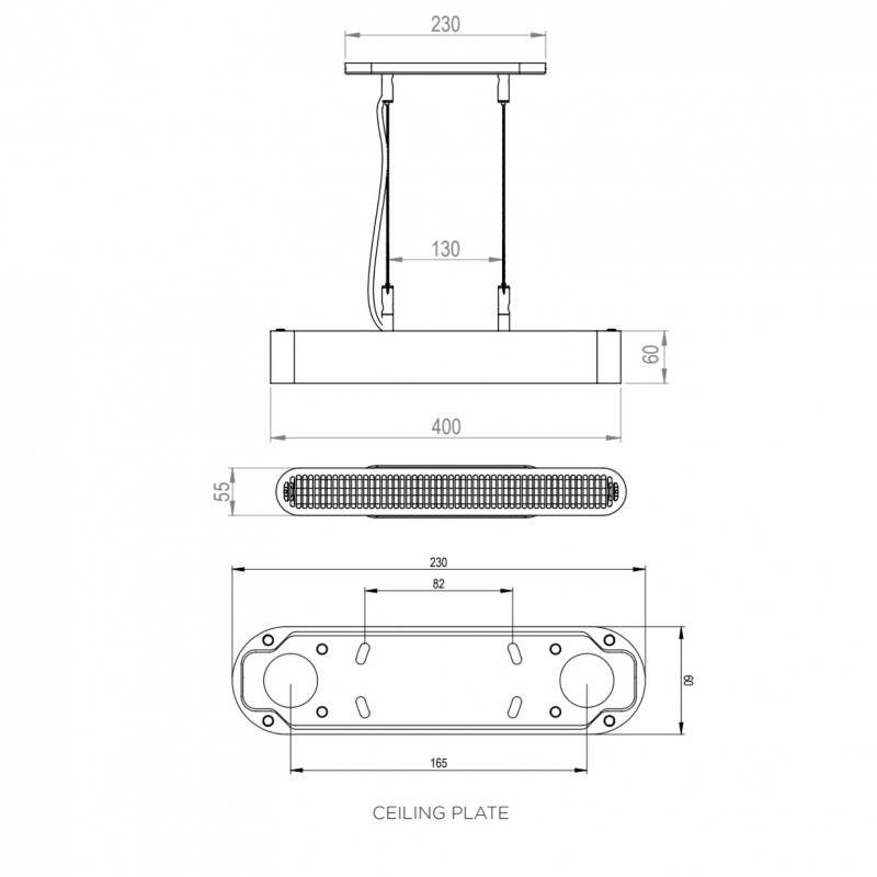 Specification image for Bert Frank Colt Single LED Pendant