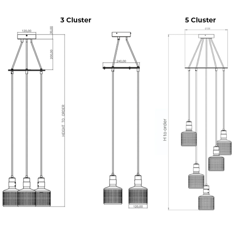 Specification Image for Bert Frank Riddle Cluster Pendant Light