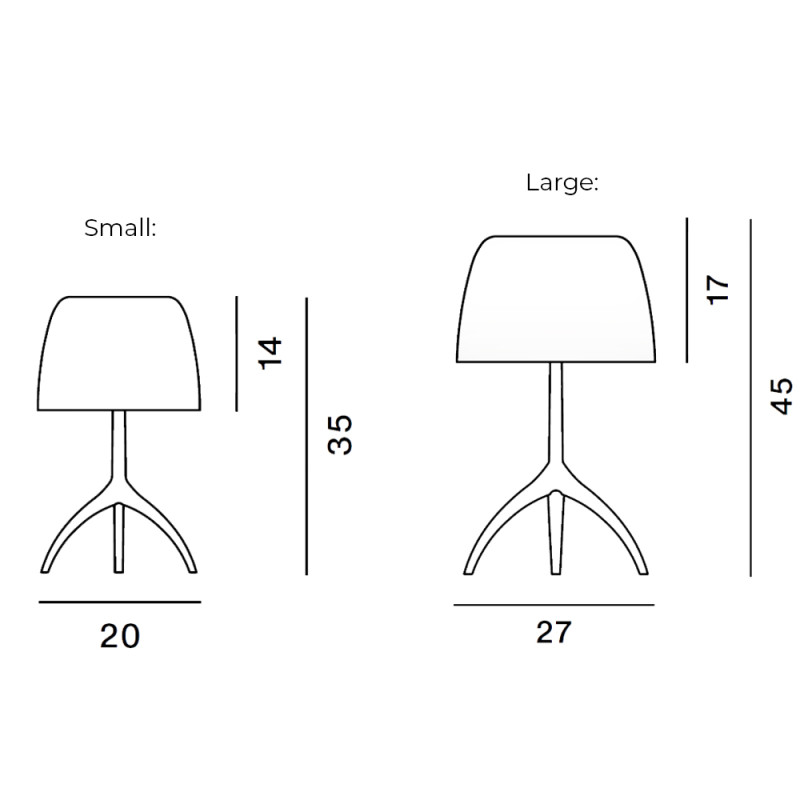 Specification Image for Foscarini Lumiere Nuances Table Lamp