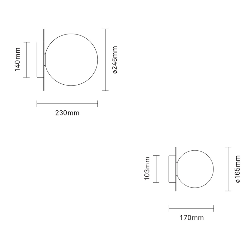 Specification image for Nuura Liila 1 Wall/Ceiling Light