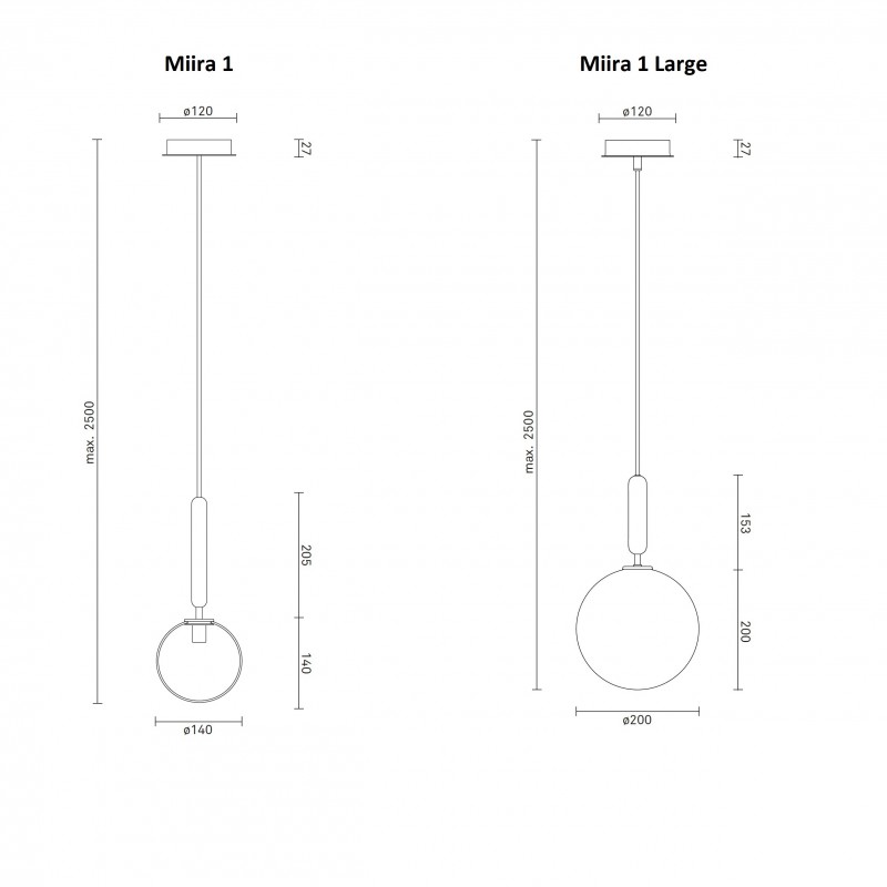Specification image for Nuura Miira 1 Pendant