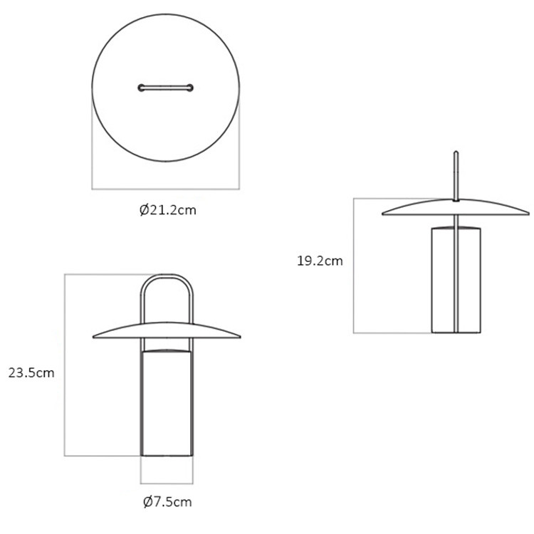 Specification Image for Audo Copenhagen Ray LED Portable Table Lamp 