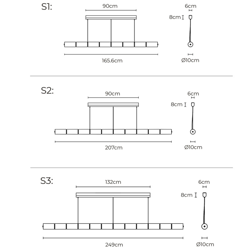 Specification Image for Flos Luce Orizzontale LED Suspension