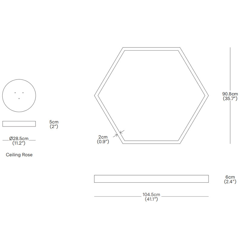 Specification Image for Resident Hex 1000 LED Pendant