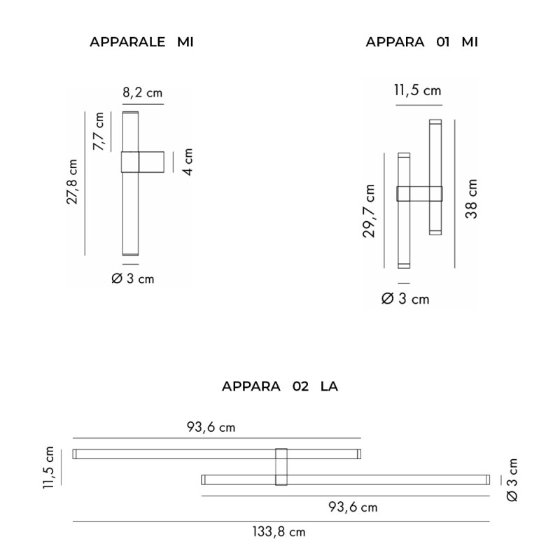 Specification Image for Axolight Paralela LED Wall Lamp