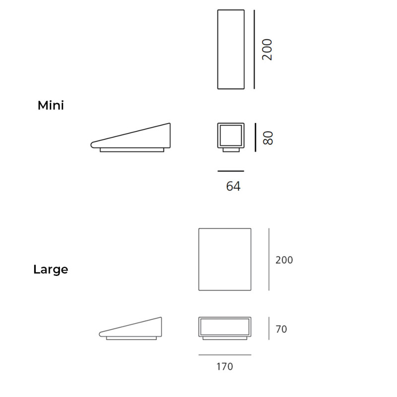 Specification Image for Artemide Architectural Cuneo Outdoor LED Wall Light