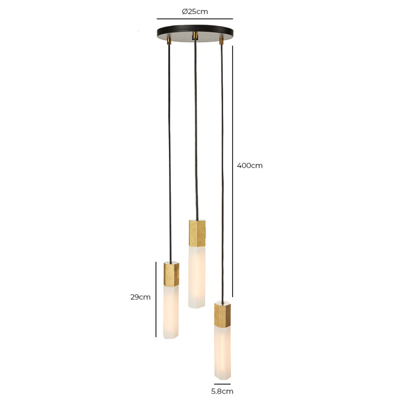 Specification Image for Tala Basalt Triple Pendant