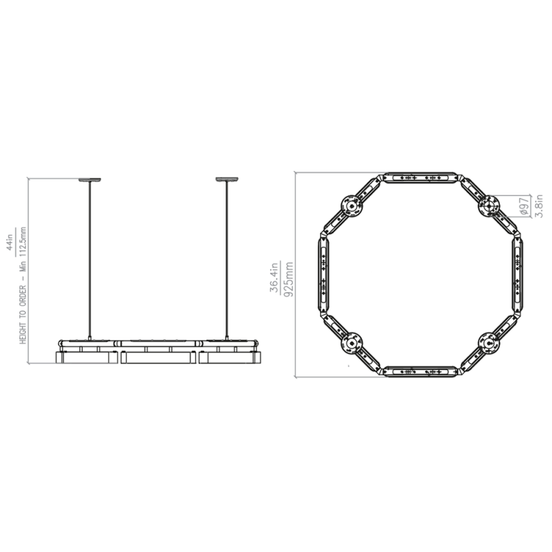 Specification Image for Bert Frank Colt Octagon LED Chandelier