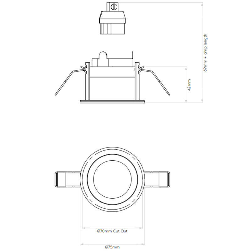 Specification Image for Astro Pinhole Slimline Round Fixed Fire-Rated IP65 Recessed Light