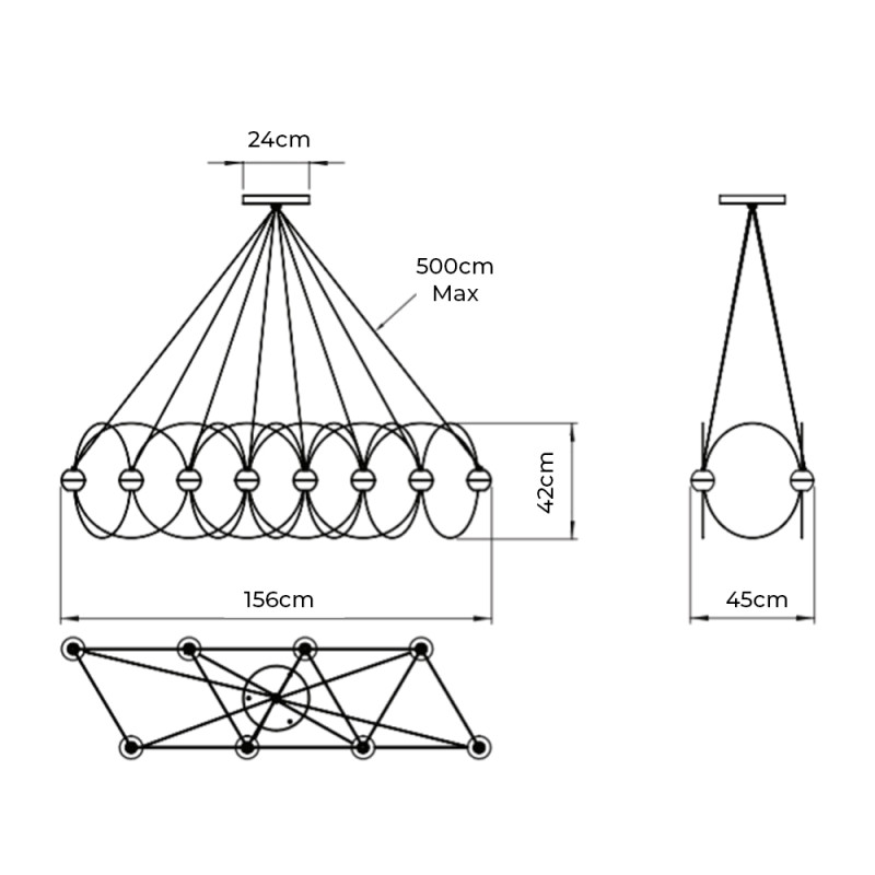 Specification Image for DCW Editions Munari 8 LED Suspension
