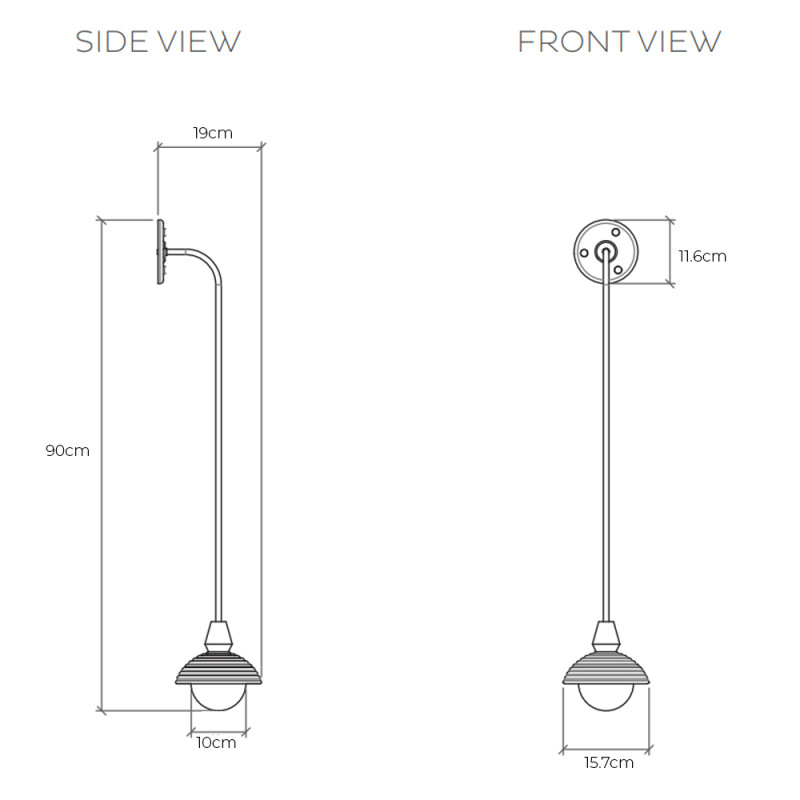 Specification Image for Bert Frank Eos Wall Light Drop Long